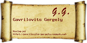 Gavrilovits Gergely névjegykártya
